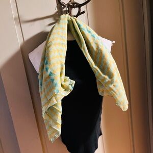 Geometric light scarf in blue green tones
